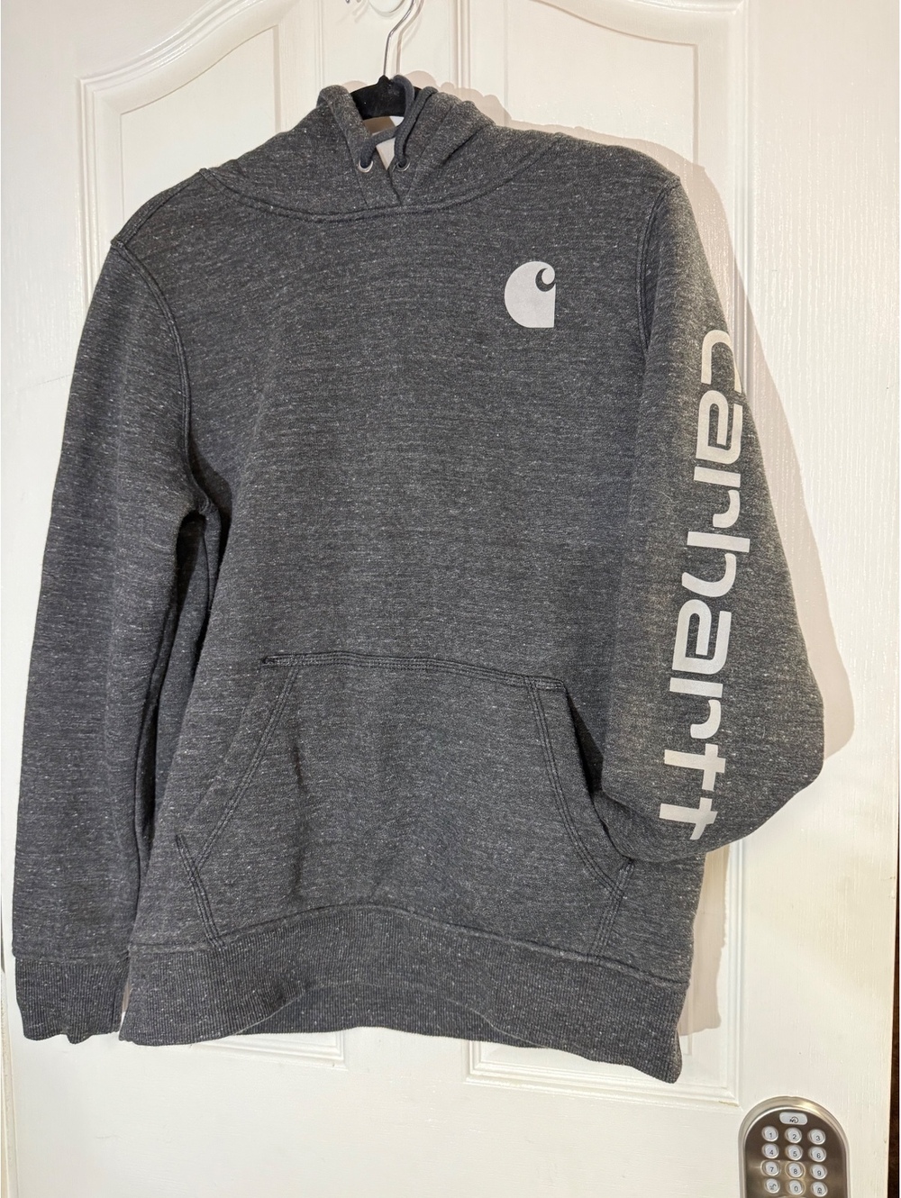Carhartt Womens M 8 10 Asphalt Heather Gray Clarksburg Sleeve Logo Hoodie